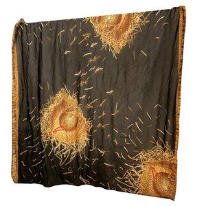 club de sol SUMMER black tan woven straw sun hat print semi sheer cover up pareo